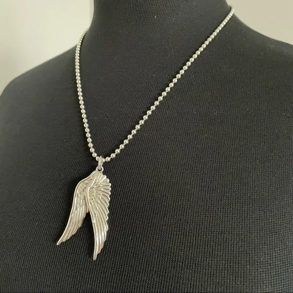 ✨𝙷𝚘𝚜𝚝 𝙿𝚒𝚌𝚔✨ GARRARD Silver Wing Double Pendants Necklace - Picture 10 of 12